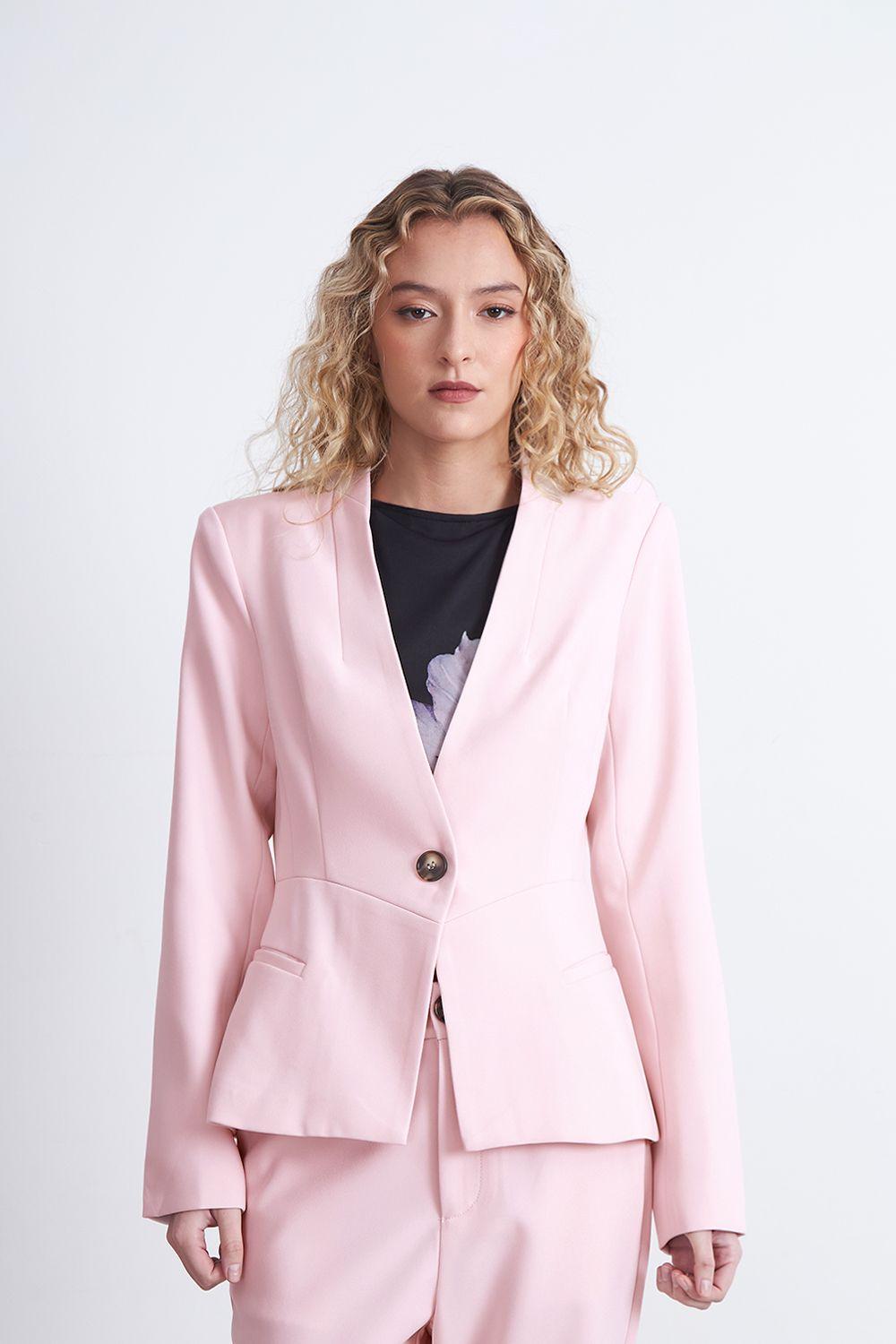 Blazer Básico Sastrero Rosado Nicopoly-4
