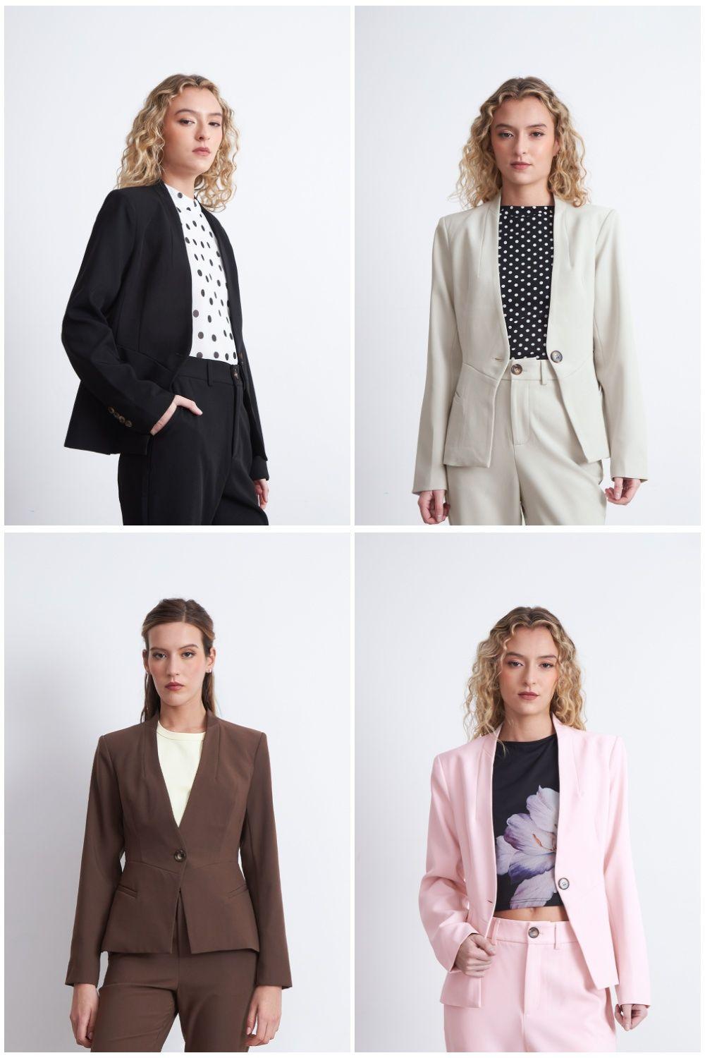 Blazer Básico Sastrero Rosado Nicopoly-6