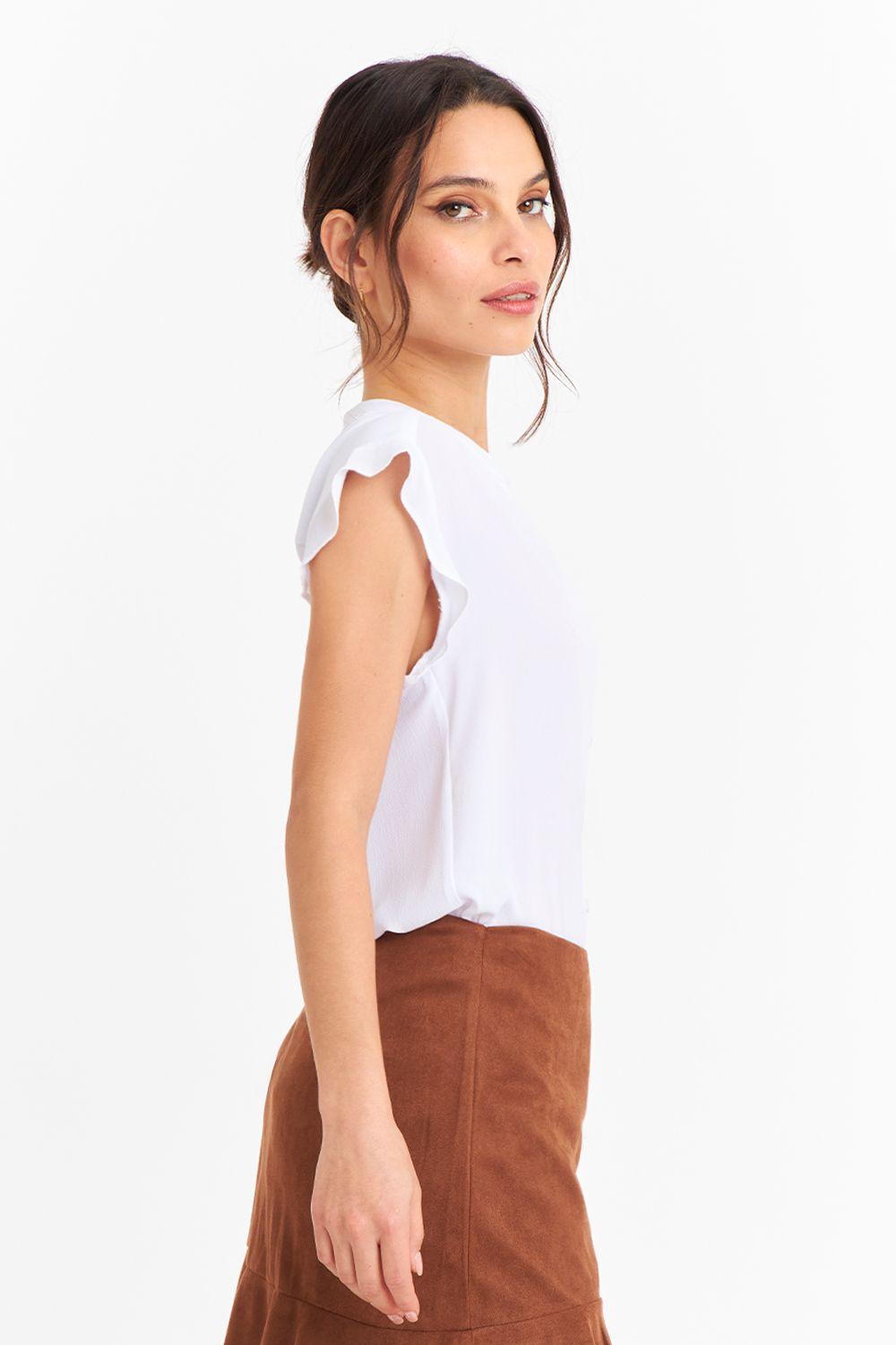 Blusa Cuello Mao Botones Blanco Nicopoly-2