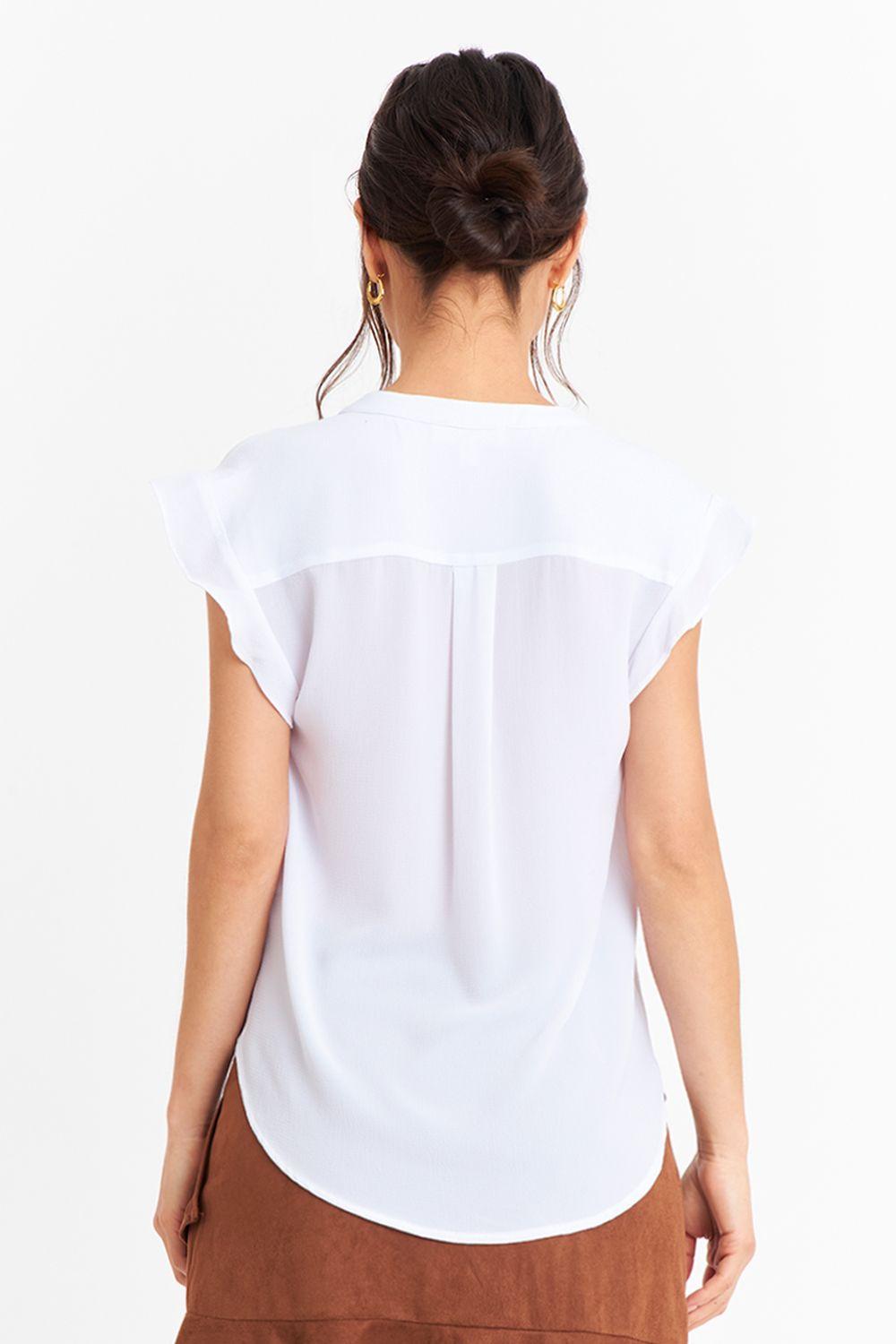 Blusa Cuello Mao Botones Blanco Nicopoly-3