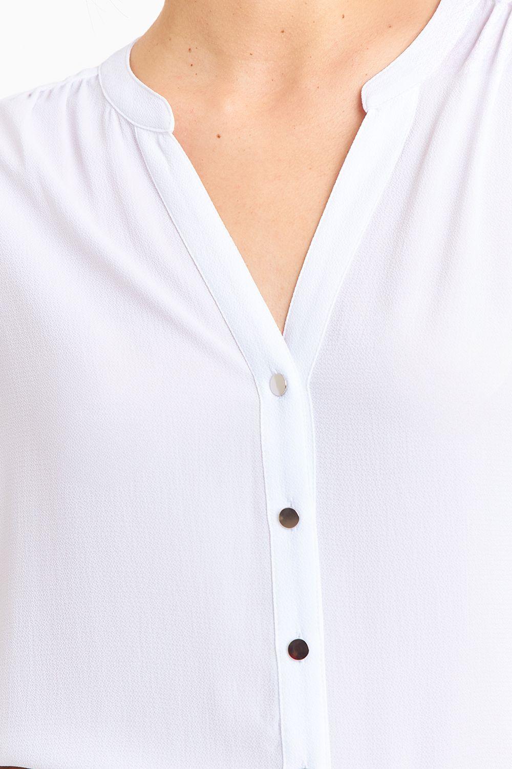 Blusa Cuello Mao Botones Blanco Nicopoly-5