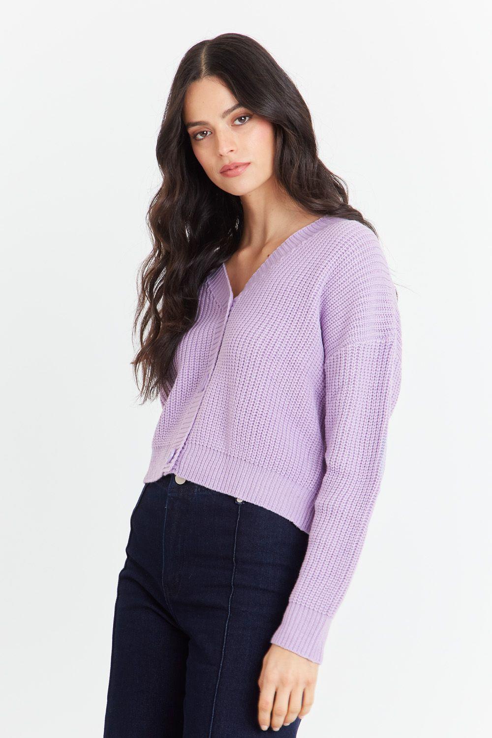 Cárdigan Básico Morado  Nicopoly-2