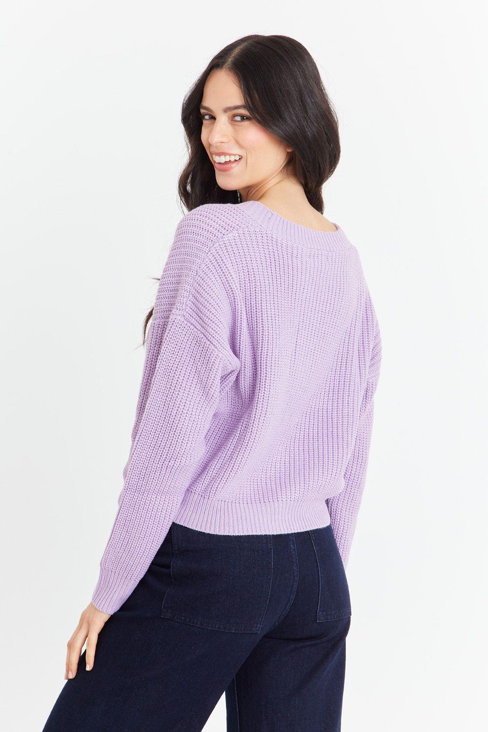 Cárdigan Básico Morado  Nicopoly-3
