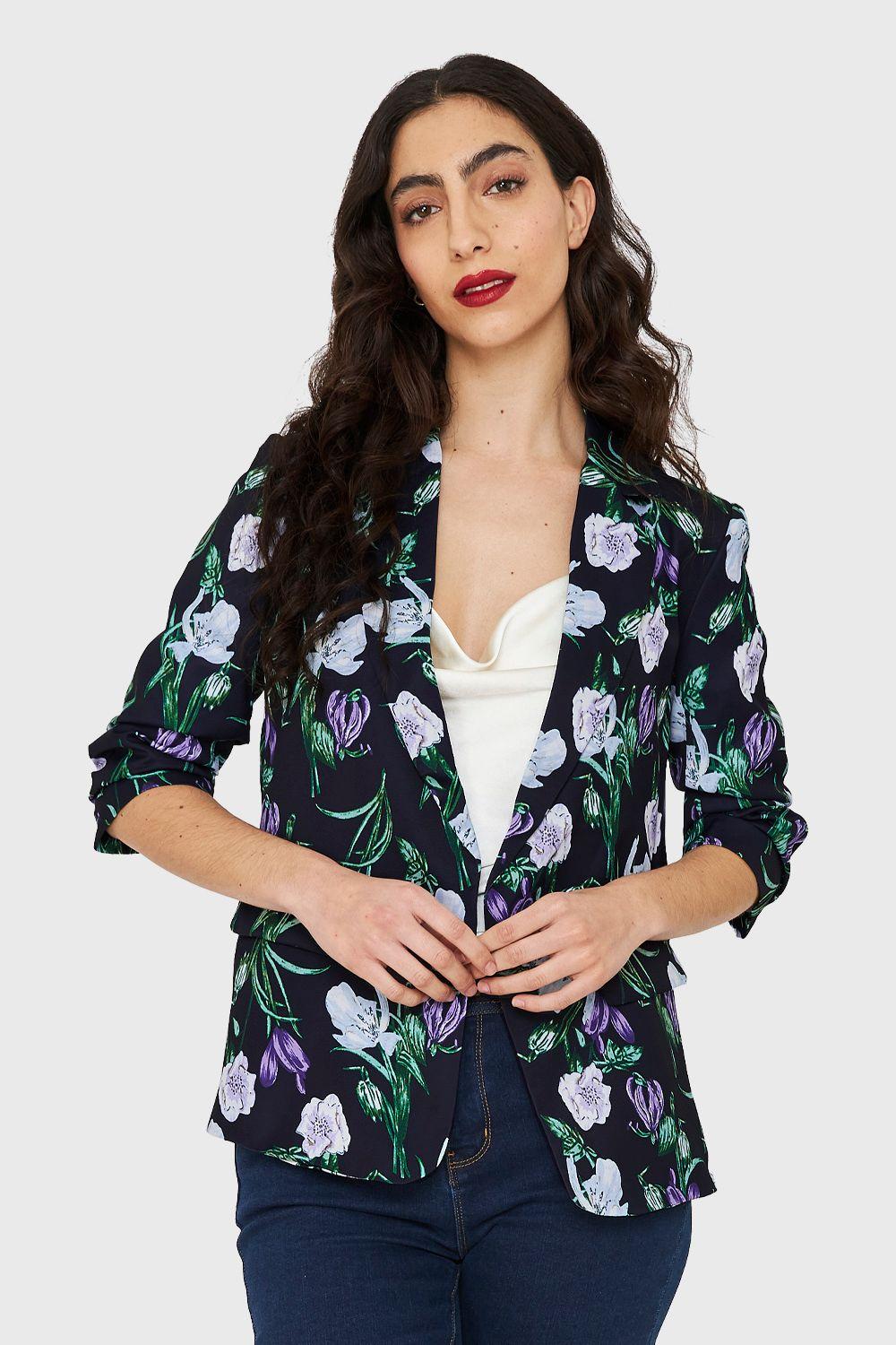 Blazer Floral Azul Oscuro Nicopoly-4