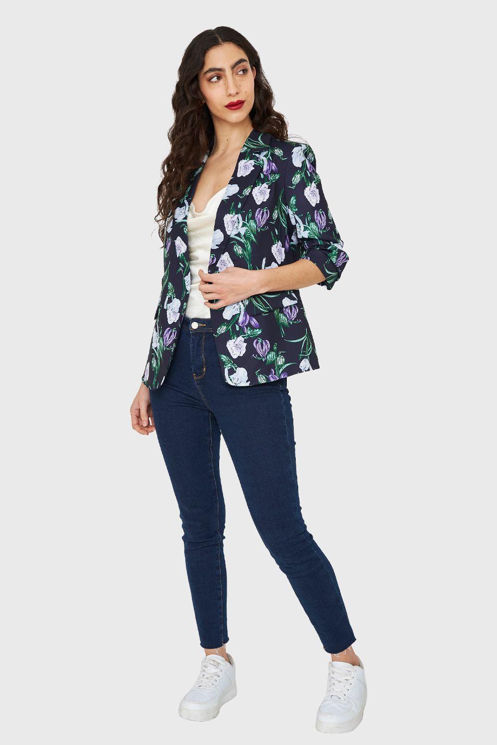 Blazer Floral Azul Oscuro Nicopoly-1