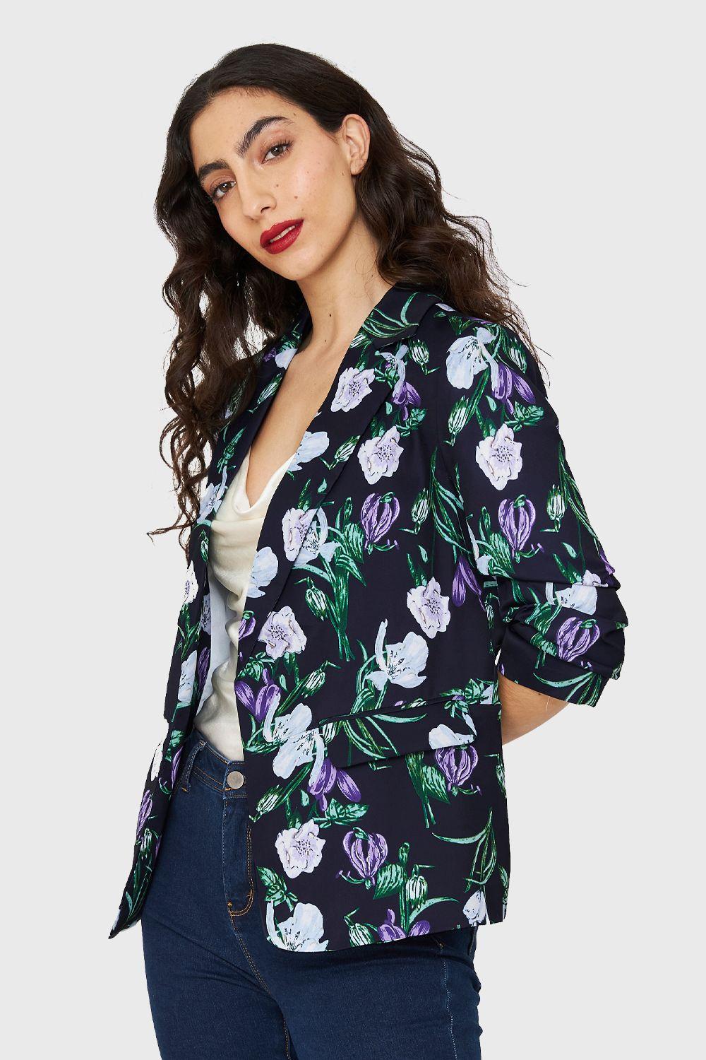 Blazer Floral Azul Oscuro Nicopoly-2