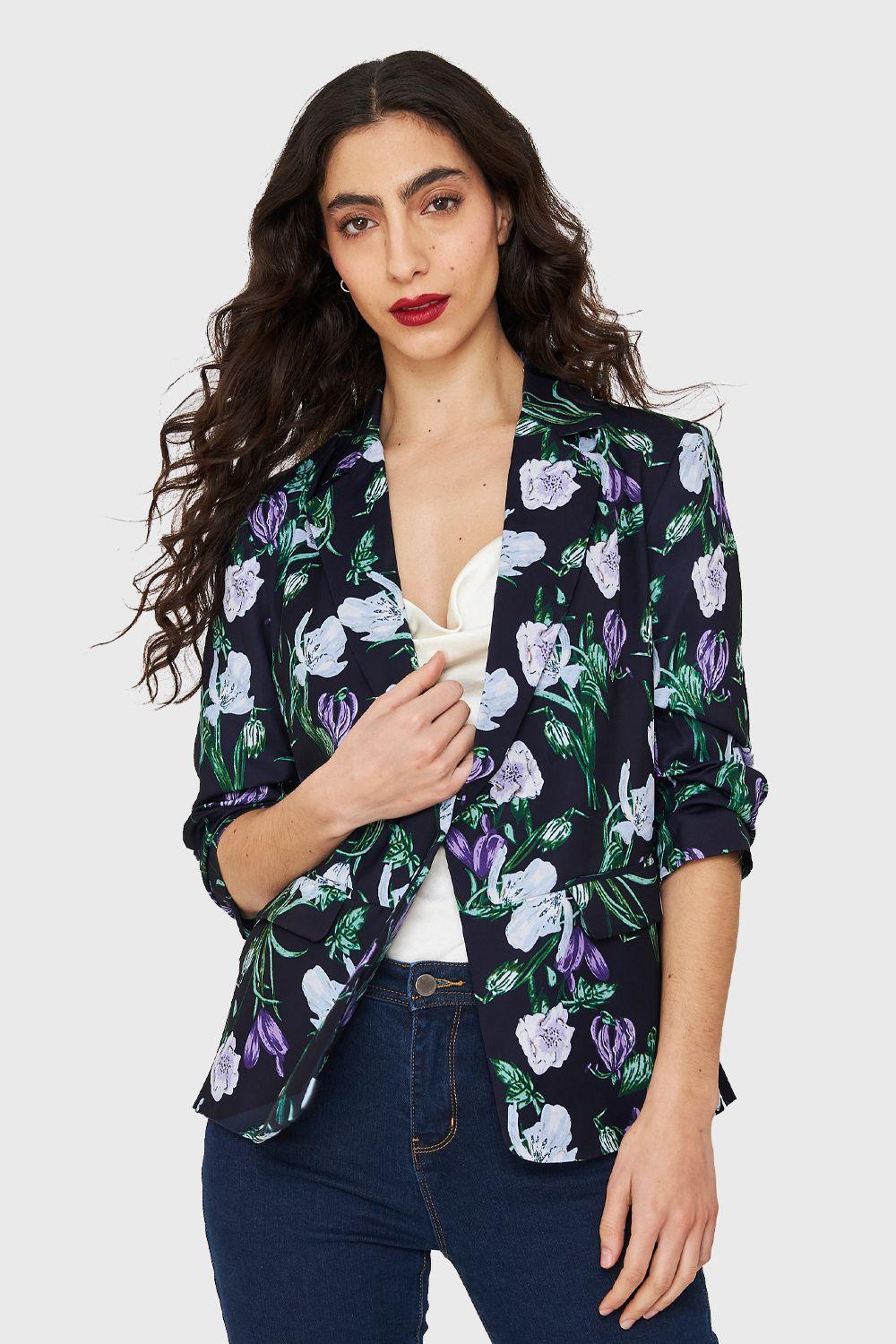 Blazer Floral Azul Oscuro Nicopoly-0
