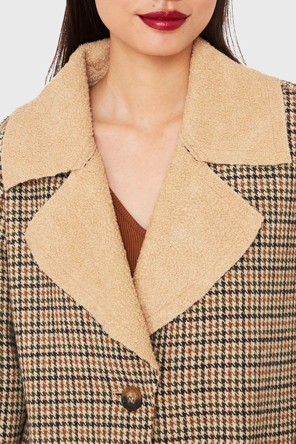 Chaqueta Pied De Poule Beige/Oliva Nicopoly-5
