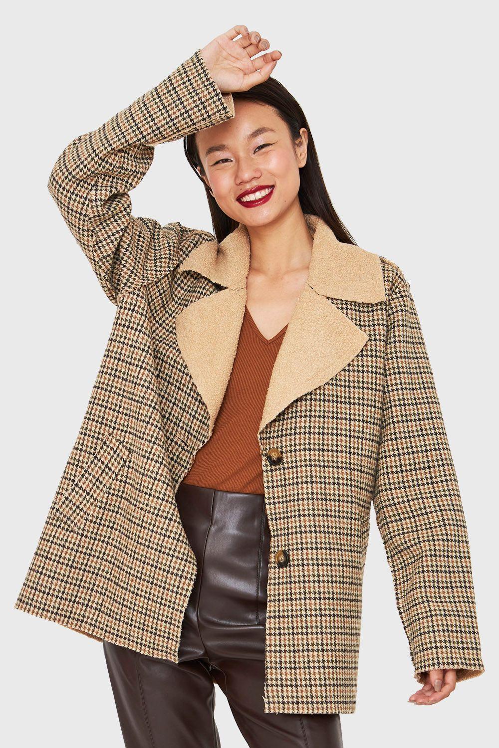 Chaqueta Pied De Poule Beige/Oliva Nicopoly-0
