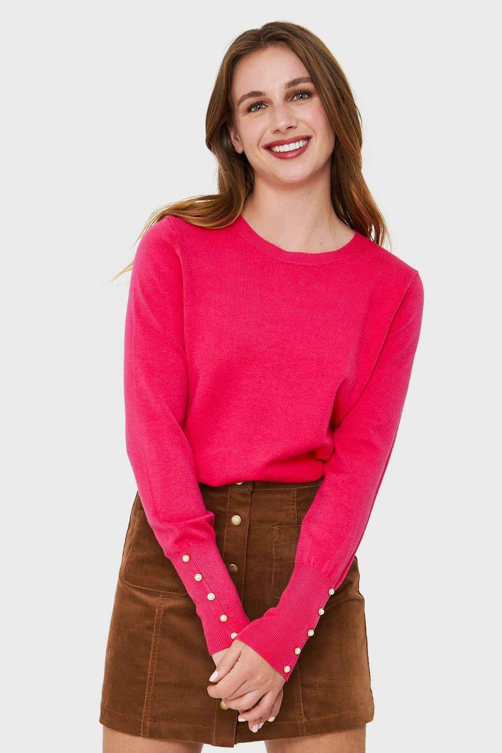 Sweater Detalle Perla Fucsia Nicopoly-0