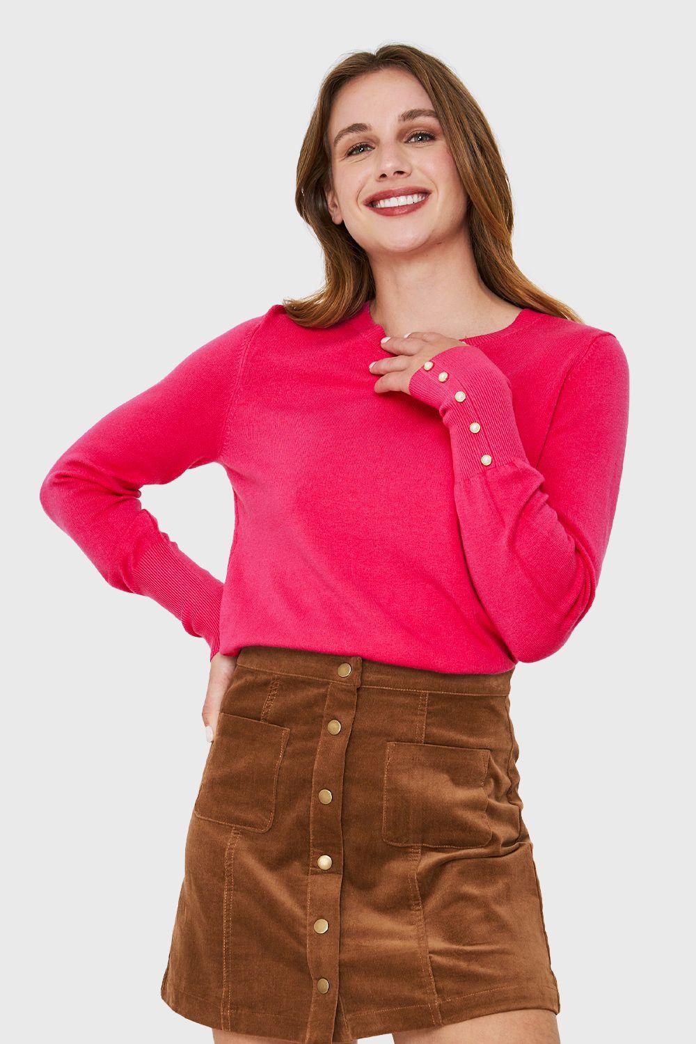 Sweater Detalle Perla Fucsia Nicopoly-4