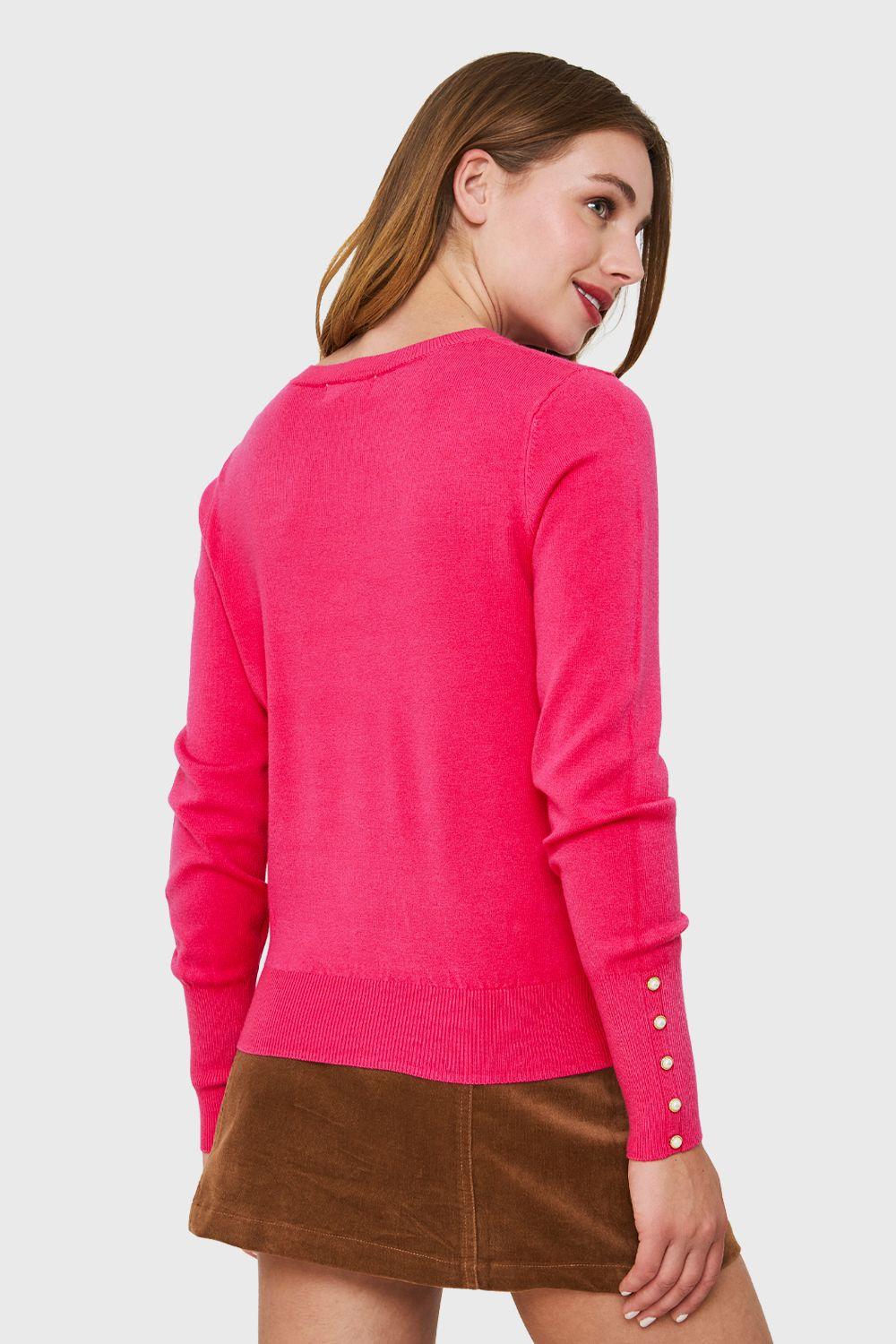 Sweater Detalle Perla Fucsia Nicopoly-3