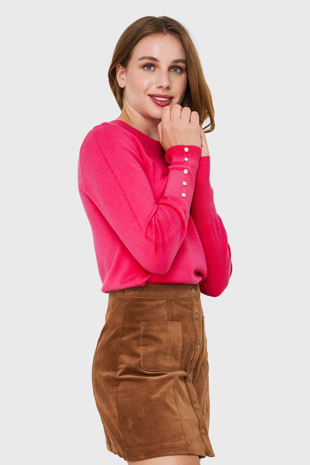 Sweater Detalle Perla Fucsia Nicopoly-2