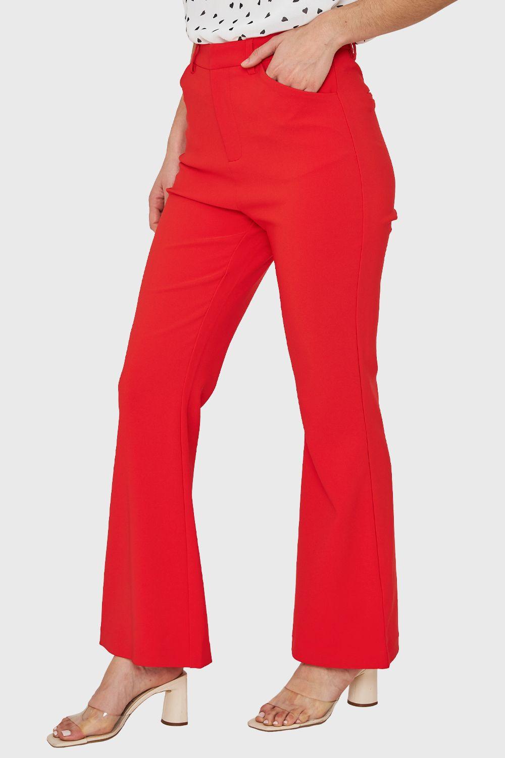 Pantalón Flare Elasticado Rojo Nicopoly-2