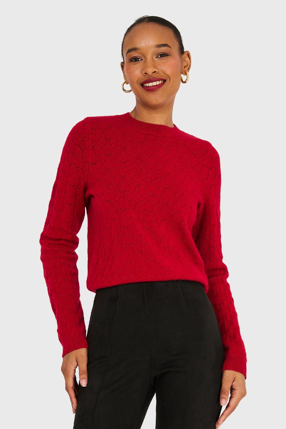 Sweater Básico Cuello Redondo Rojo Nicopoly-4