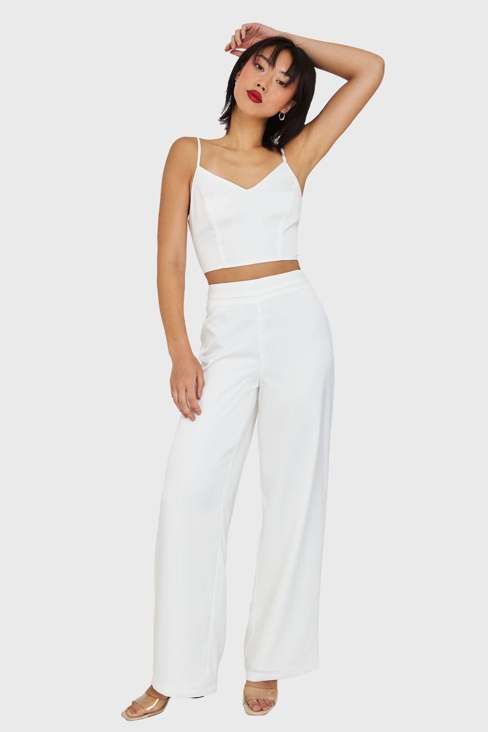 Crop Top Lace Up Blanco Nicopoly-1
