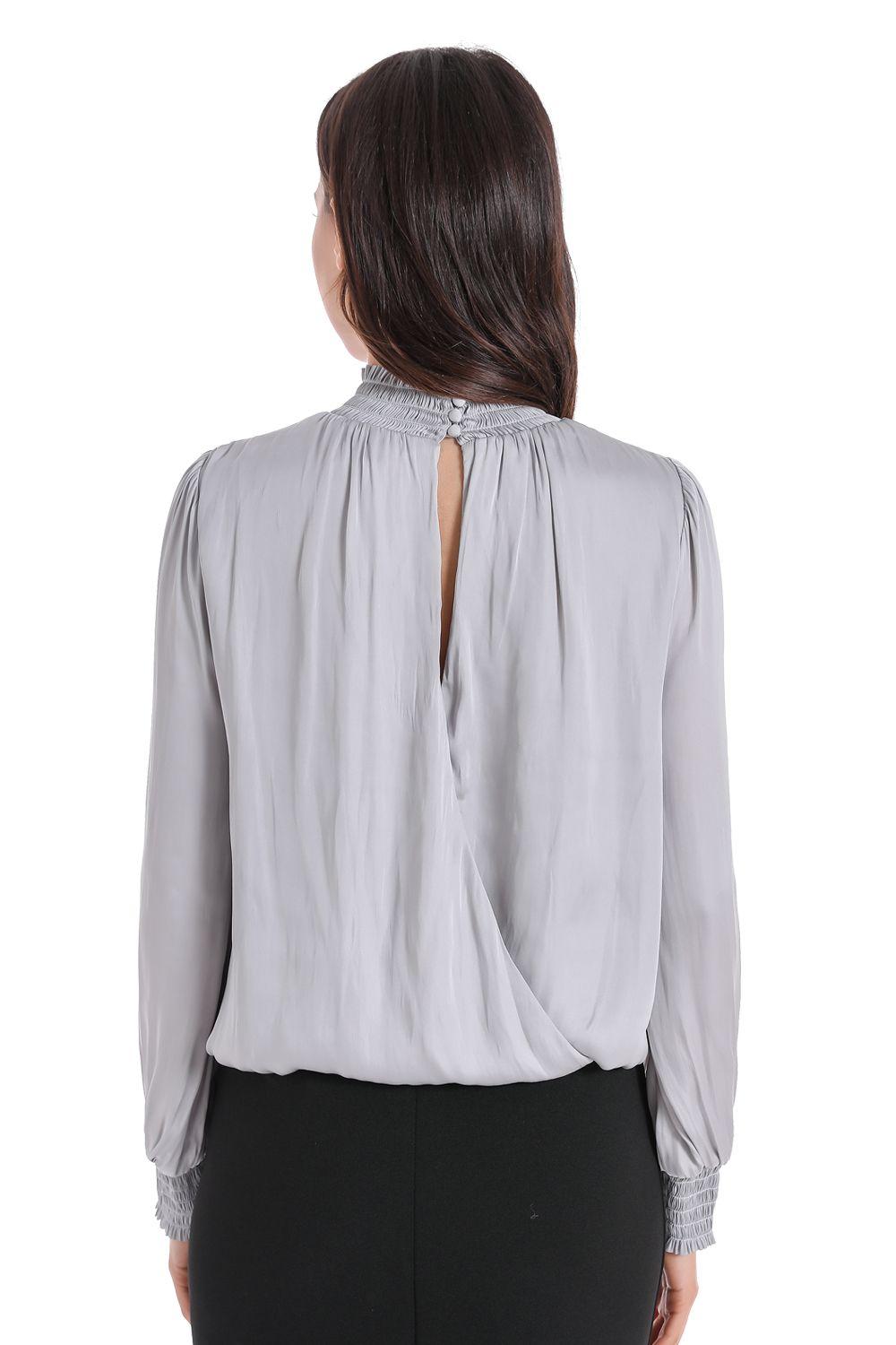 Blusa Escote Cruzado Espalda Gris Nicopoly-2