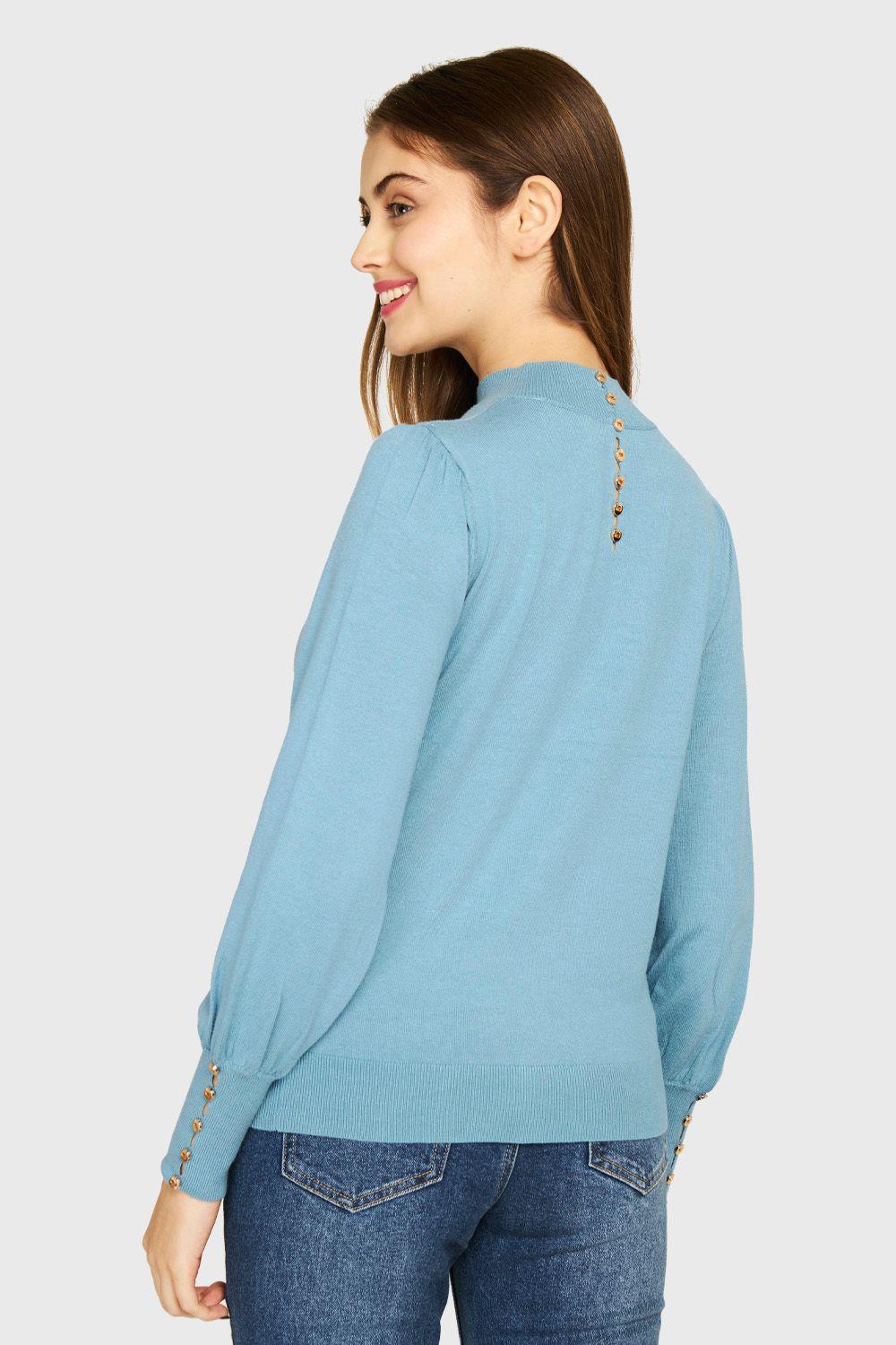 Sweater Botones Celeste Cielo Nicopoly-3