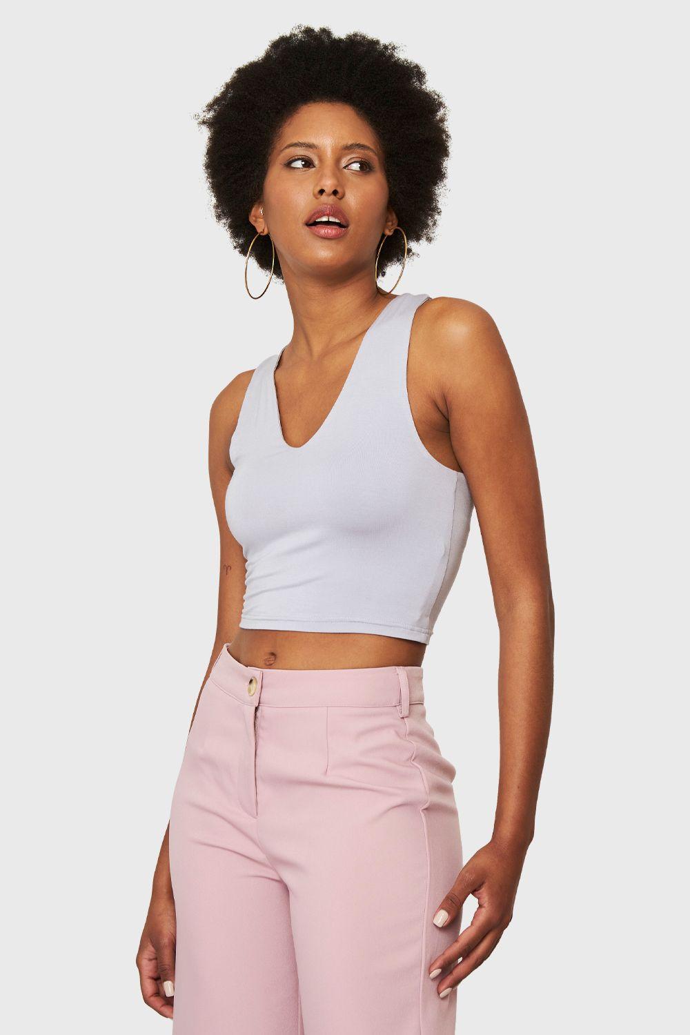 Crop Top Modal Gris Nicopoly-4