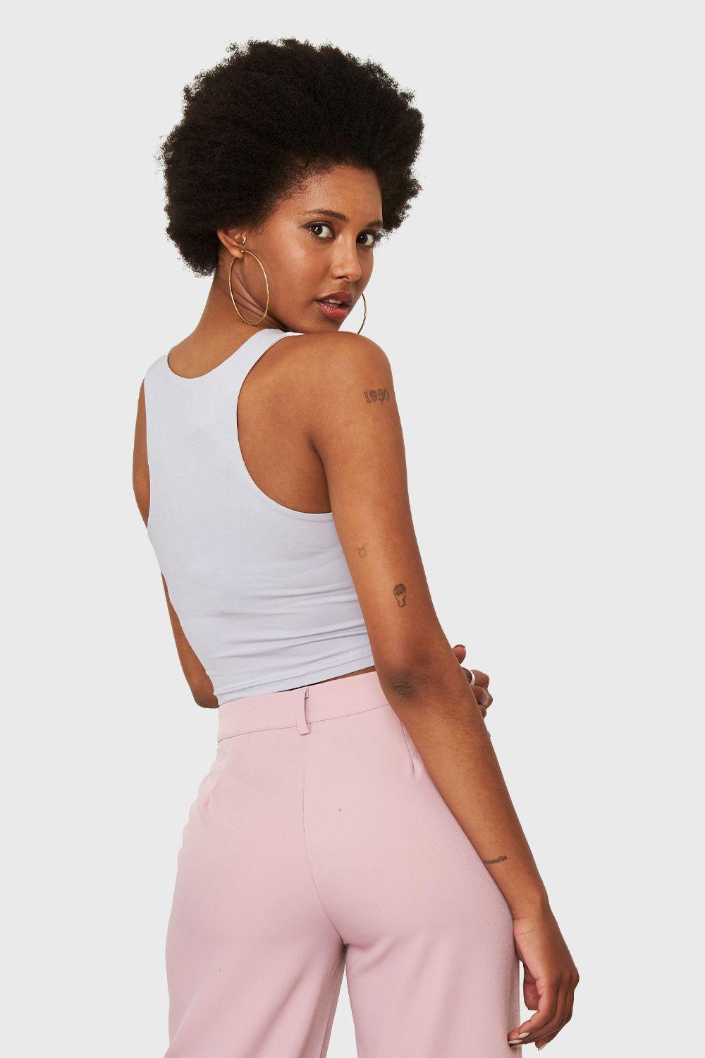 Crop Top Modal Gris Nicopoly-3