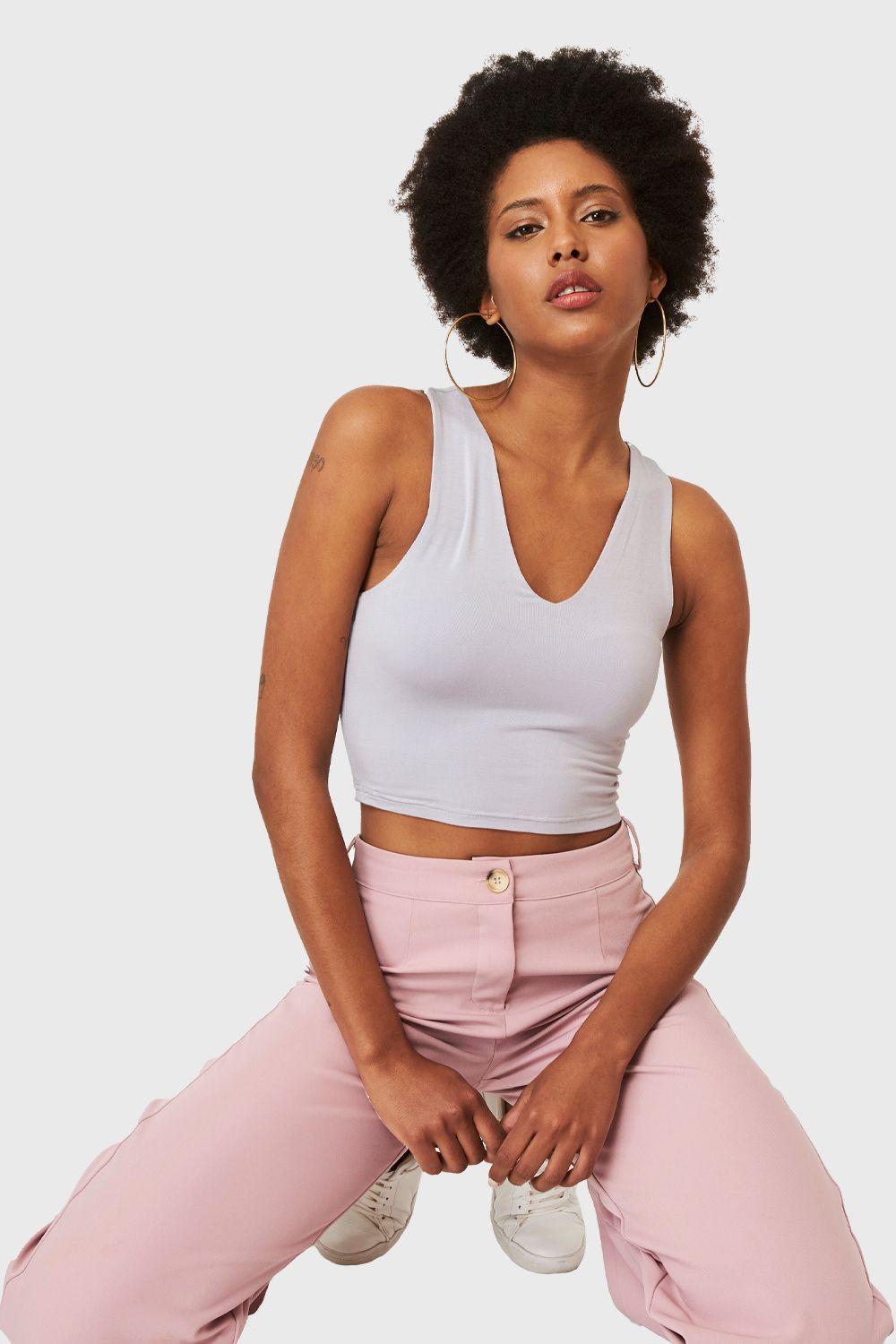 Crop Top Modal Gris Nicopoly-0