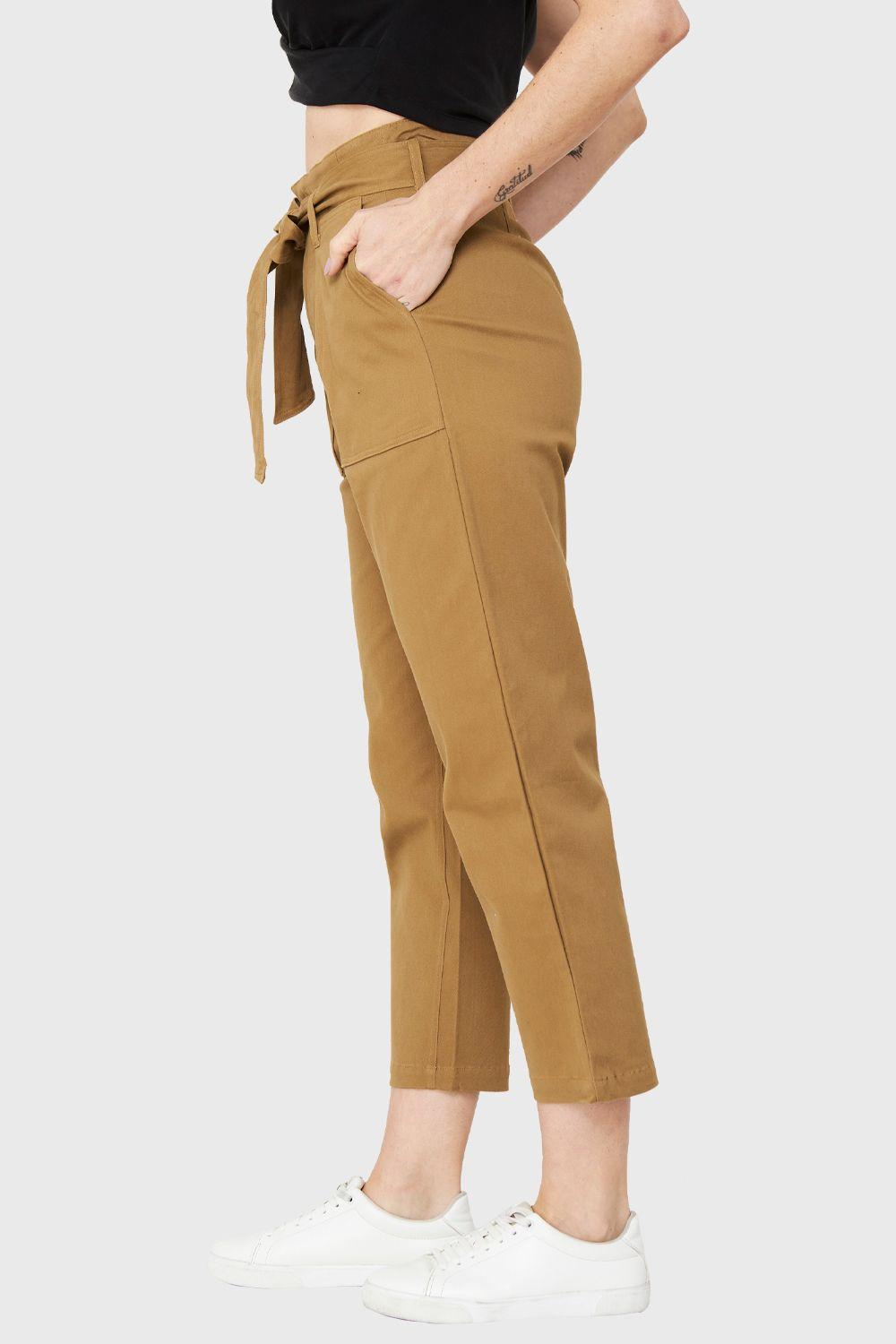 Pantalón Bolsillos Cargo Café Claro Nicopoly-2