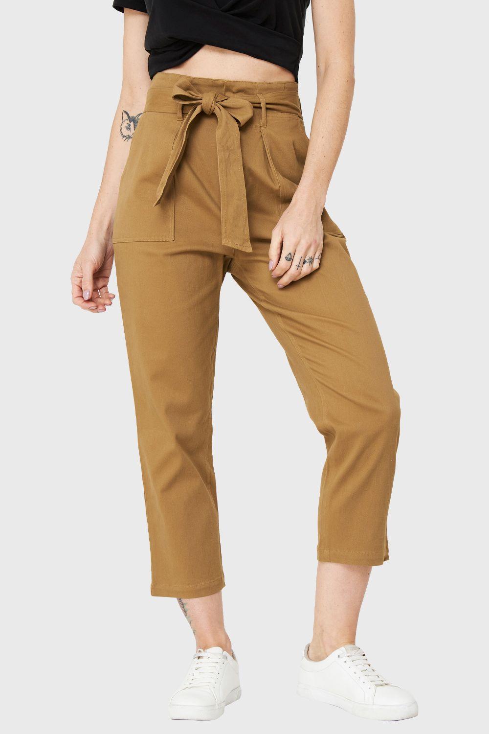 Pantalón Bolsillos Cargo Café Claro Nicopoly-0