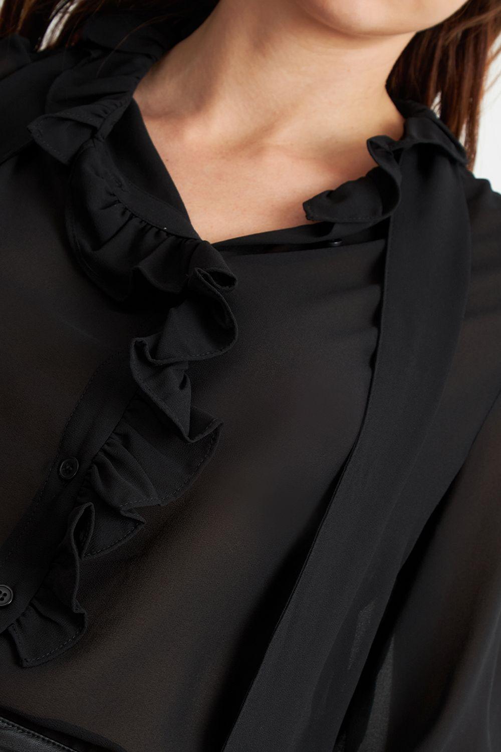 Blusa Corbatín y Vuelos Negro Nicopoly-5