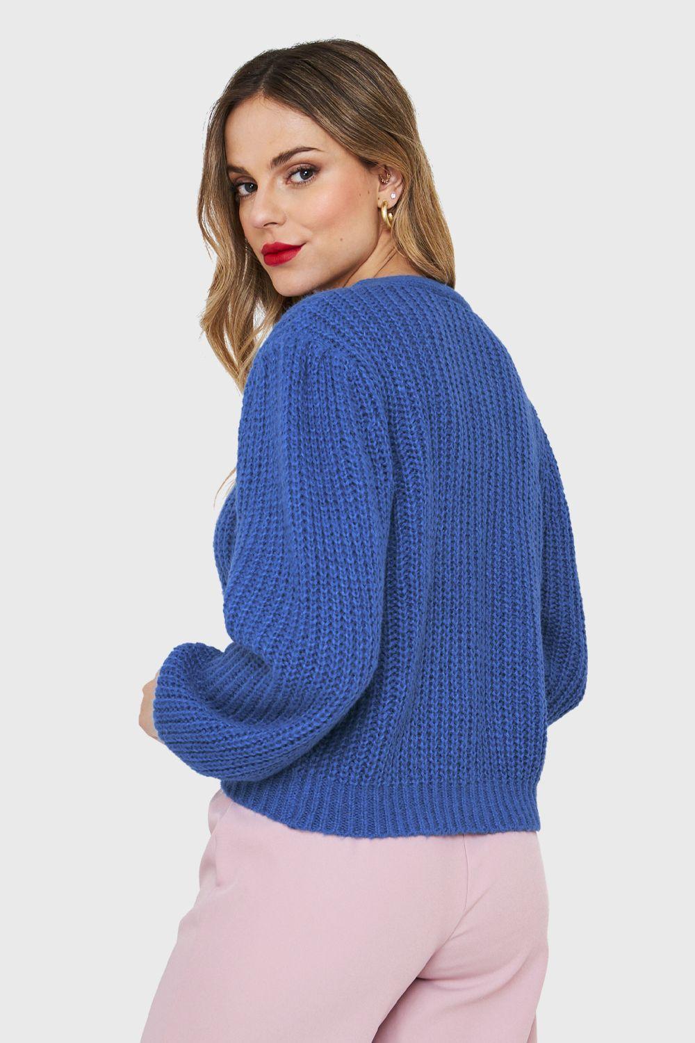 Cárdigan Corto Botones Azul Nicopoly-3