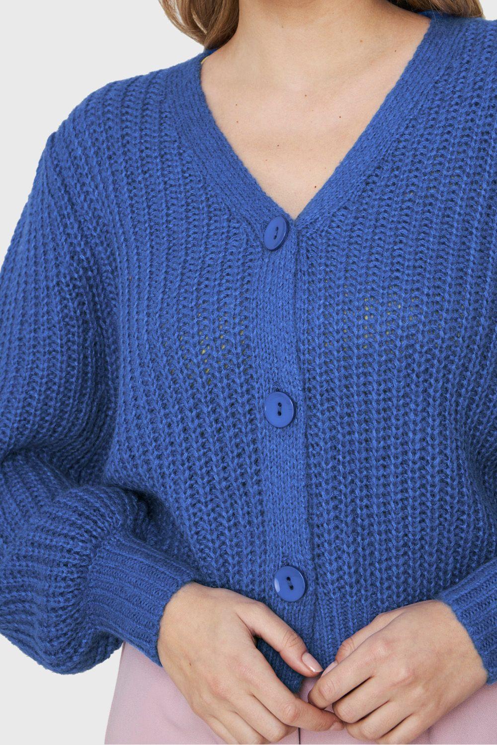 Cárdigan Corto Botones Azul Nicopoly-5