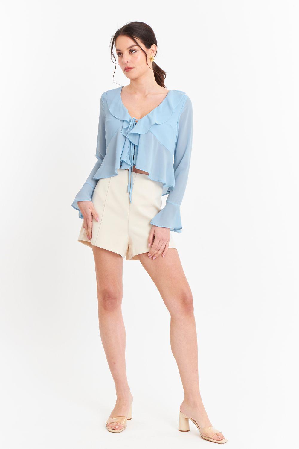 Blusa Vuelos Manga Larga Celeste-1