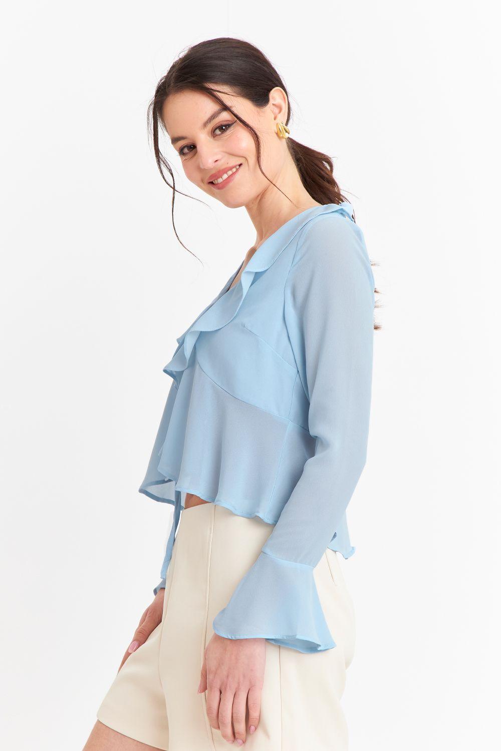 Blusa Vuelos Manga Larga Celeste-2