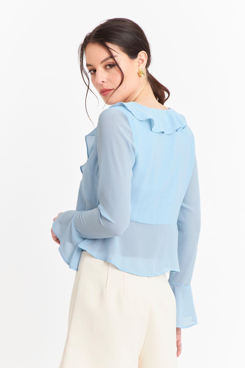 Blusa Vuelos Manga Larga Celeste-3