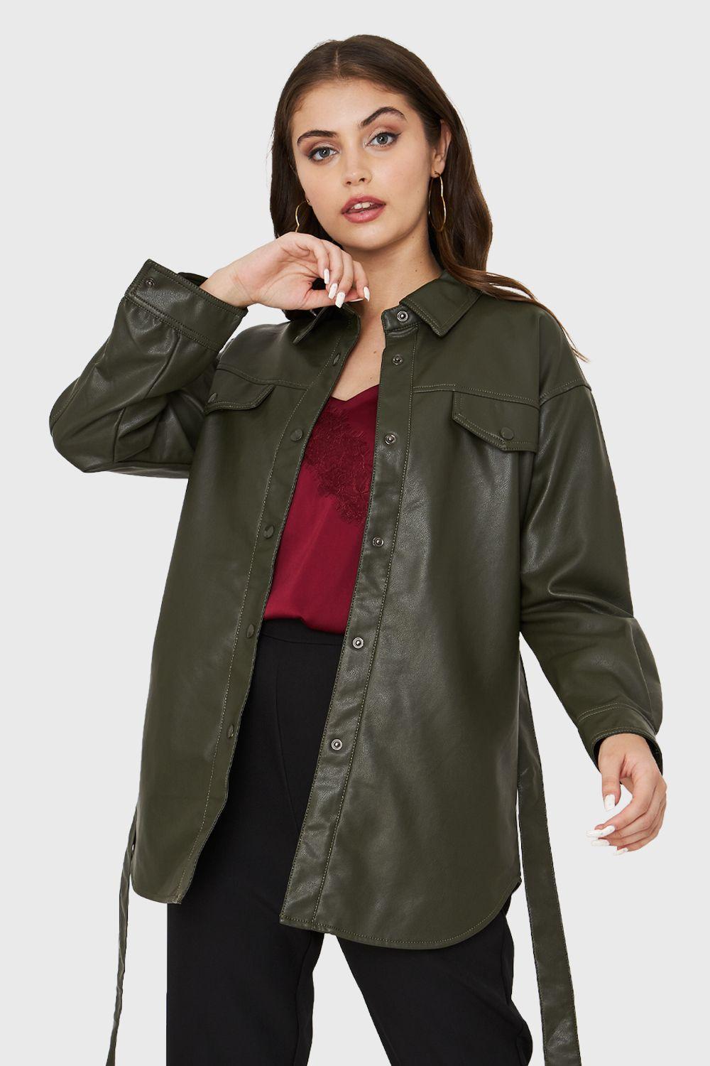 Chaqueta Lazo Ecocuero Oliva Nicopoly-4