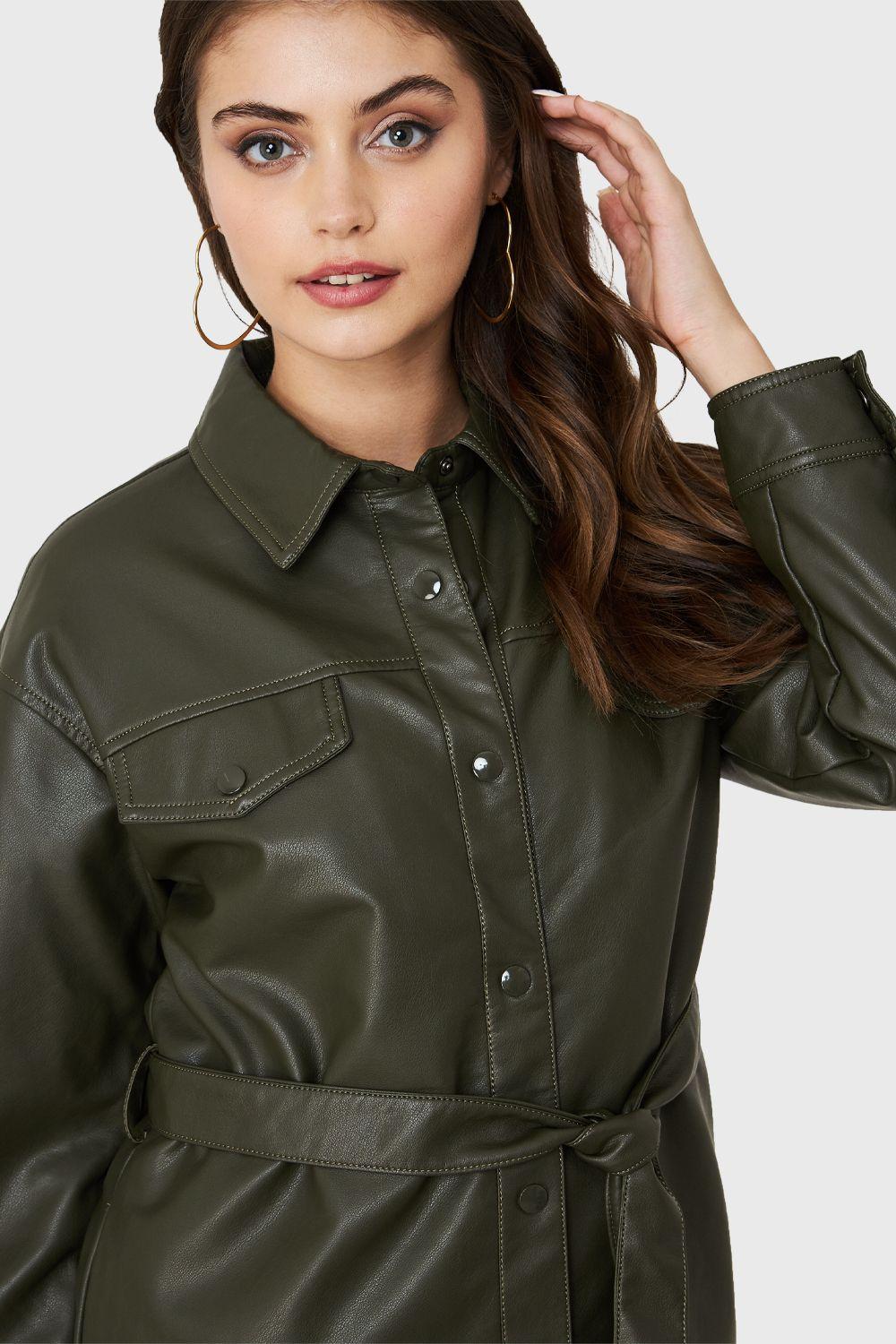 Chaqueta Lazo Ecocuero Oliva Nicopoly-5