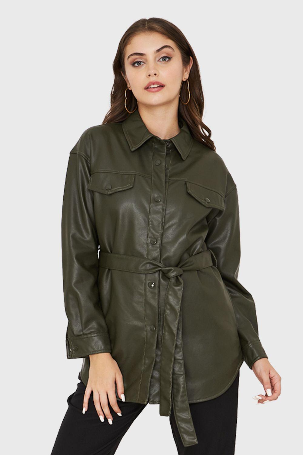 Chaqueta Lazo Ecocuero Oliva Nicopoly-0