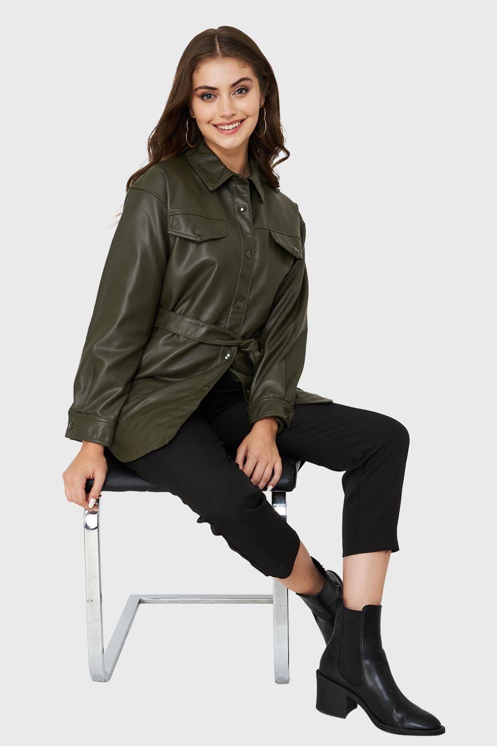 Chaqueta Lazo Ecocuero Oliva Nicopoly-1