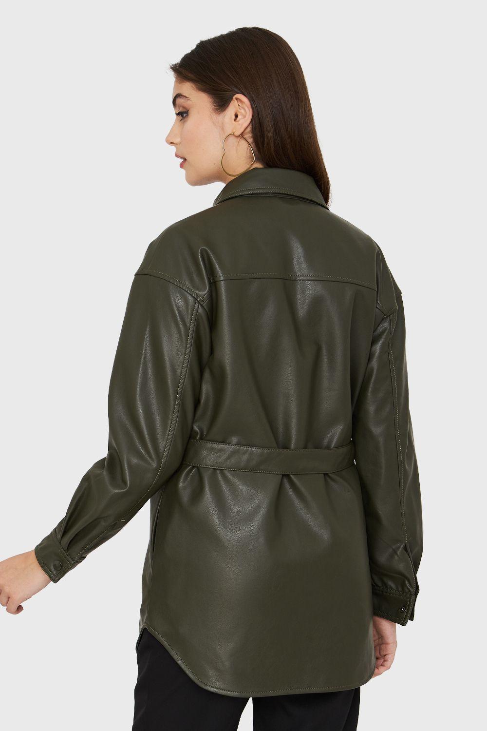 Chaqueta Lazo Ecocuero Oliva Nicopoly-3