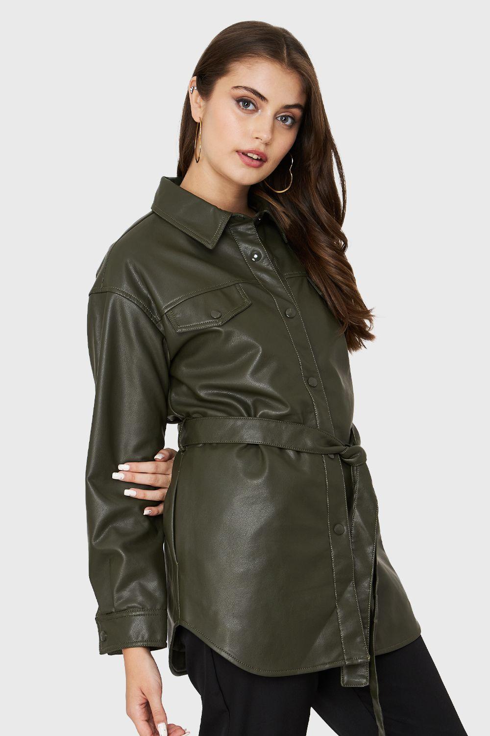 Chaqueta Lazo Ecocuero Oliva Nicopoly-2