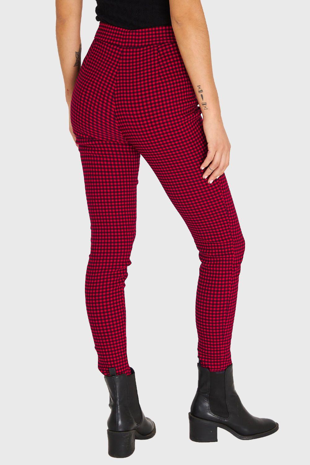 Calza Skinny Vichy Con Cierre Rojo Nicopoly-3