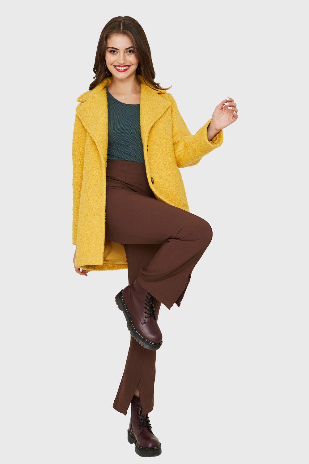 Abrigo Básico Dos Botones Amarillo Nicopoly-1