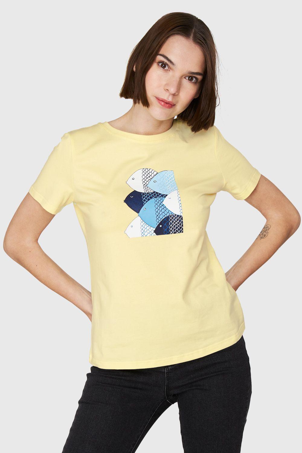 Polera Estampado Peces Amarillo Nicopoly-0