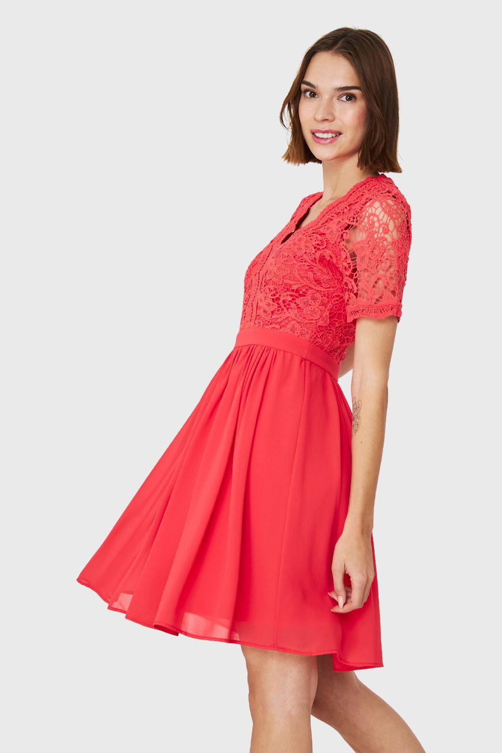Vestido Canesú Broderie Coral Nicopoly-2