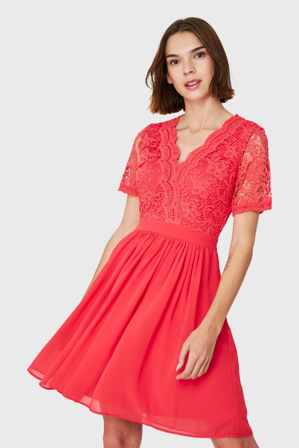 Vestido Canesú Broderie Coral Nicopoly-4