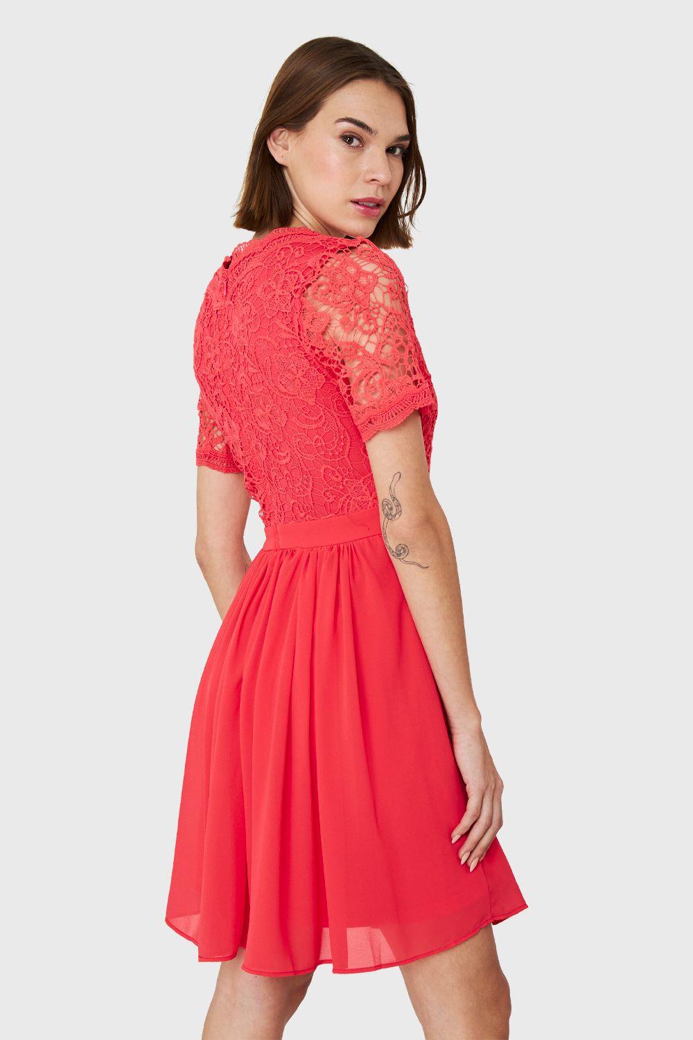 Vestido Canesú Broderie Coral Nicopoly-3