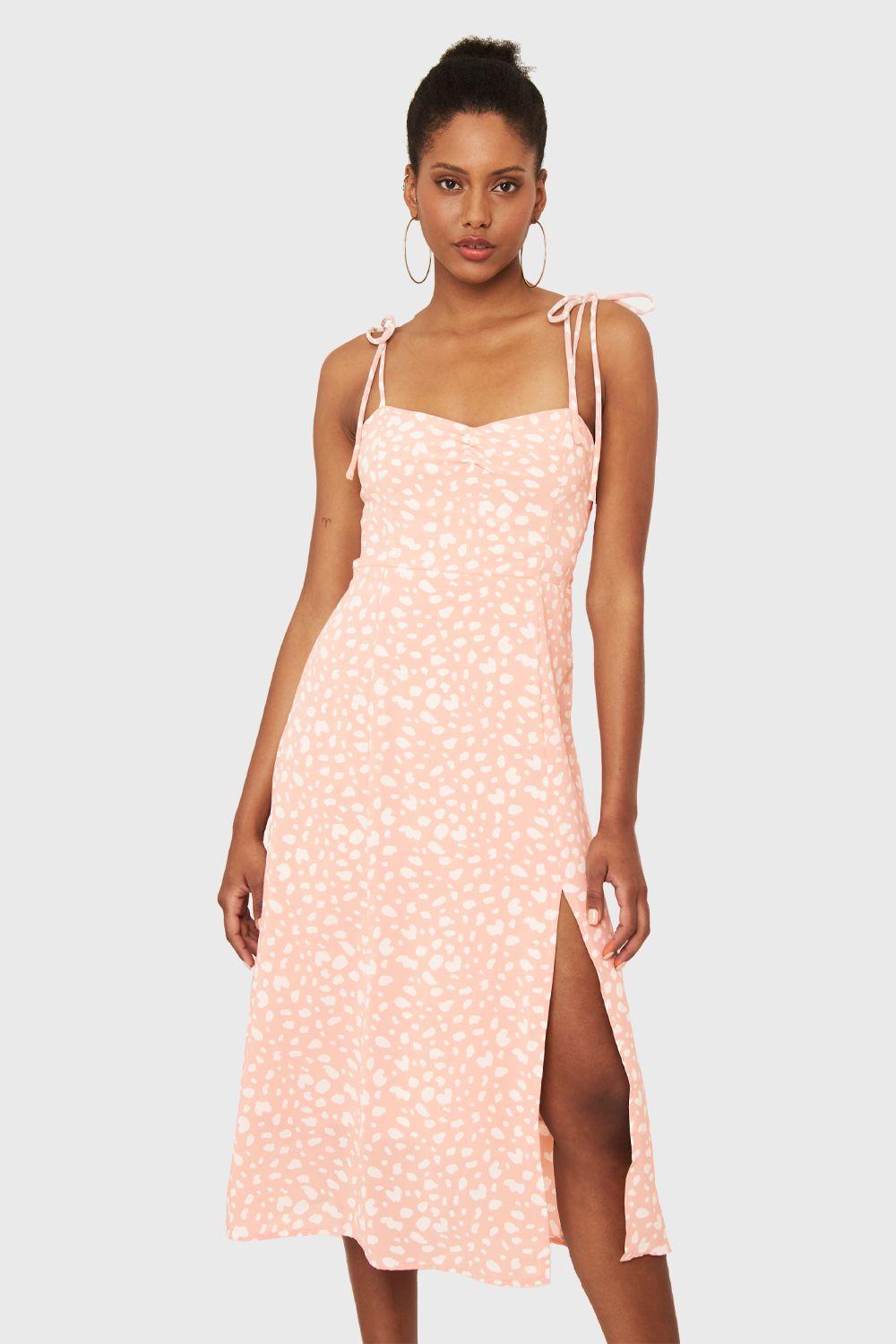Vestido Midi Print Dálmata Rosado Nicopoly-0