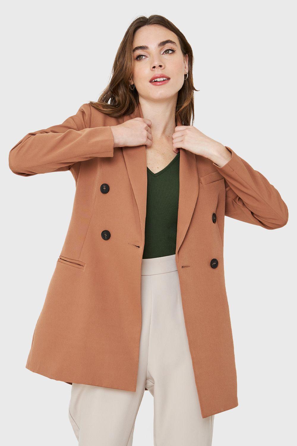Blazer Largo Cuatro Botones Café Nicopoly-4