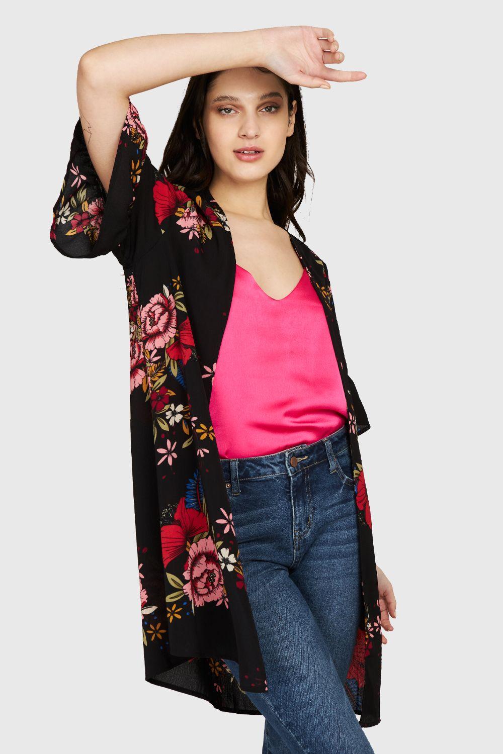 Kimono Manga Vuelos Negro Nicopoly-0