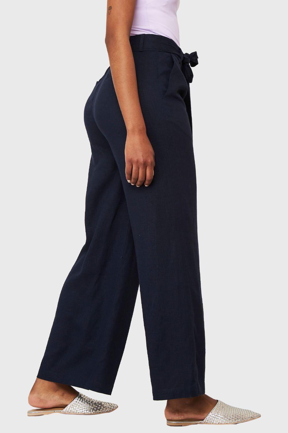 Pantalón Palazzo Bolsillos Azul Marino Nicopoly-2