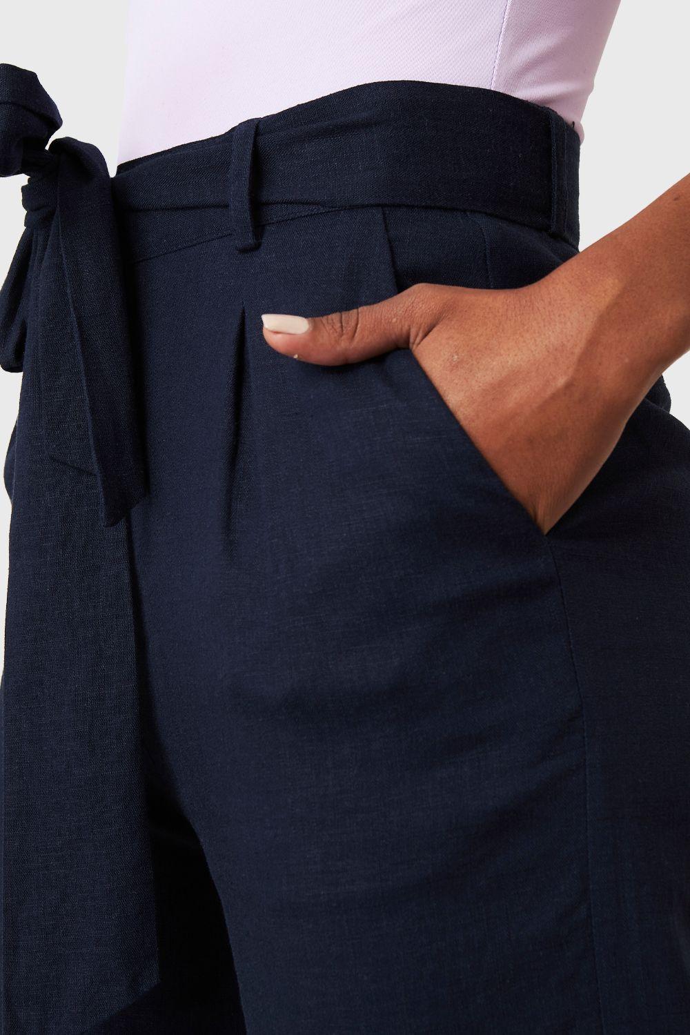 Pantalón Palazzo Bolsillos Azul Marino Nicopoly-5